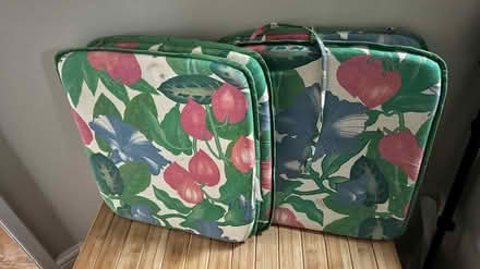 Photo of free 4 garden chair cushions (Witney OX28 Deer Park) #1