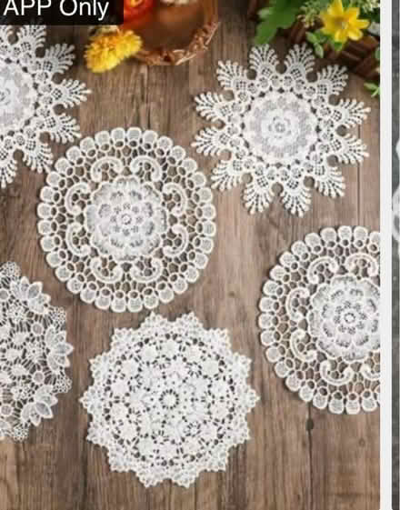 Photo of Doilies, stands w lid, candlesticks (N.Farmington) #2