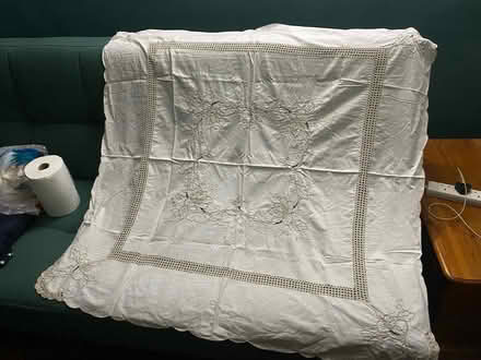 Photo of free Vintage embroidered linen and lace table cloths (Bakewell DE45) #3