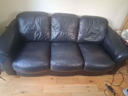 Photo of free Black leather look sofa (Becketts Park LS6) #1