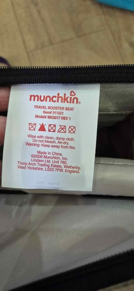 Photo of free Munchkin travel booster seat (ME15 Westmorland Road) #2