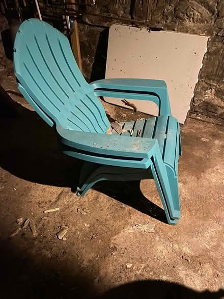 Photo of free 2 teal Adirondack chairs (Lowell and highland) #1