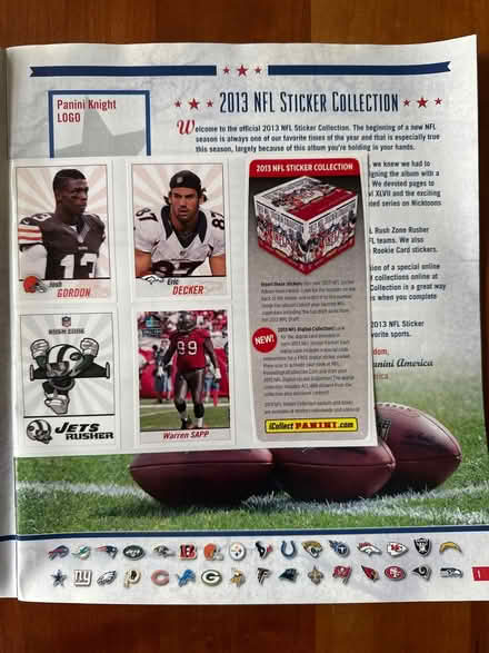 Photo of free 2013 NFL Sticker Collection Album (Watertown, MA) #2