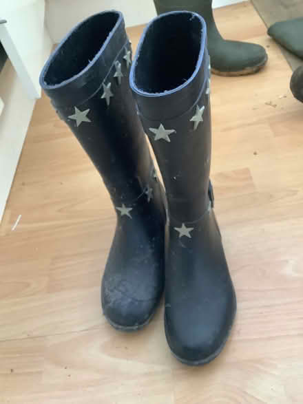 Photo of free Adult size 3 black wellies with stars (Brampton S40) #1