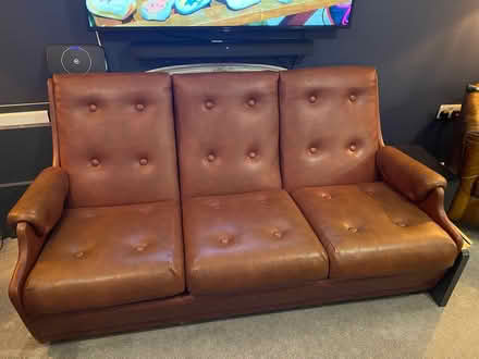 Photo of free Leather look sofa (Wryth Lane carshalton) #1