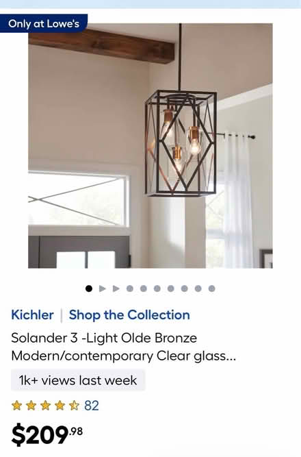 Photo of free Kichler 3-Light Pendant Light (Mundelein IL) #1