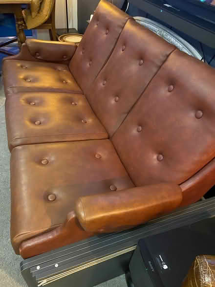 Photo of free Leather look sofa (Wryth Lane carshalton) #2
