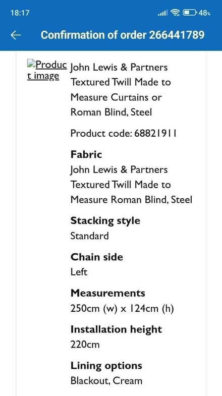 Photo of free John Lewis Roman Blind Grey (Crystal Palace) #2