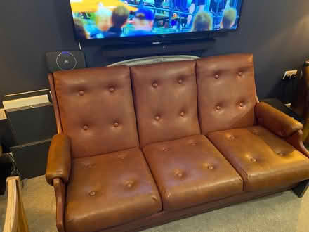 Photo of free Leather look sofa (Wryth Lane carshalton) #3