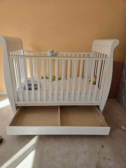 Photo of free Crib wooden white with matrass (North Potomac) #2