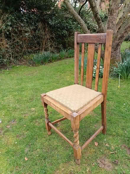 Photo of free One hardwood dining chair with upholstered drop-in seat. (Bromham MK43) #1