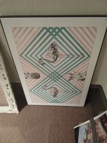 Photo of free As seen flamingo picture, mirror and thingymajig that holds (Chapeltown LS7) #1