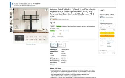 Photo of free Universal TV stand with swivel (TW8) #2