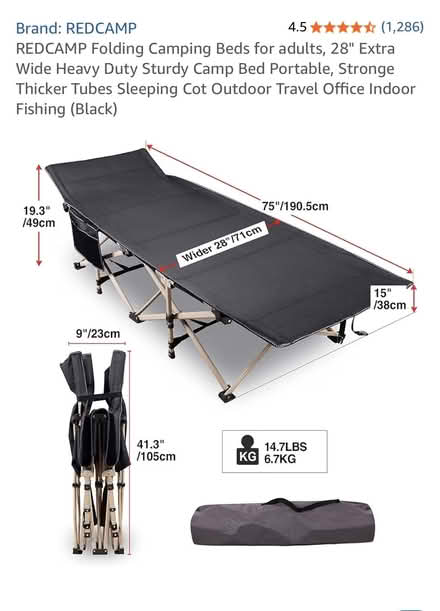 Photo of free REDCAMP Folding Camping Bed (Kinsale) #1