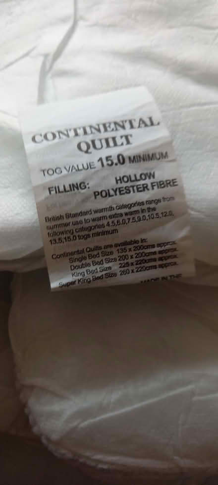 Photo of free Continental quilt / Duvet) for single bed. 15 tog. (Euxton PR7) #1