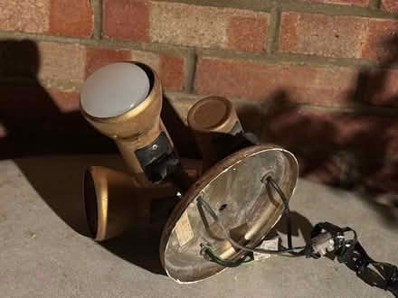Photo of free 3-head adjustable brass spotlight (West Ealing) #2
