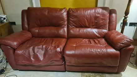 Photo of free Red Leather 3 Seater Reclining Sofa (Stonehouse GL10) #2