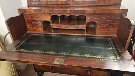 Photo of free Late Georgian mahogany secretaire with glass frontedbookcase (Speldhurst TN3) #2