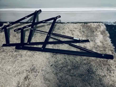 Photo of free lift-up storage bed frame, faux suede headboard, no mattress (West Marina TN38) #4