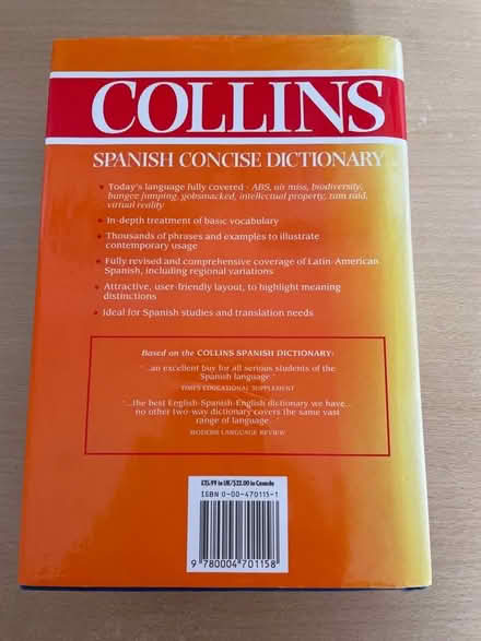 Photo of free Collin’s hardback Spanish–English dictionary (Talbot Village BH10) #3