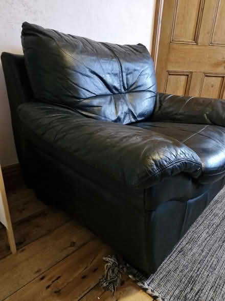 Photo of free Black leather one seater sofa (Boscombe BH7) #3