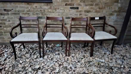 Photo of free Dining chairs - two dark wood and upholstered (Iffley OX4) #1