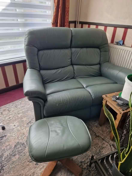 Photo of free 2 Seater Leather Sofa and Footstool (IP2) #1