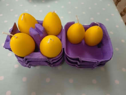 Photo of free Unused, old, egg-shaped yellow candles. Easter. (Risinghurst OX3) #1