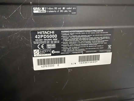 Photo of free Hitachi 42" Plasma TV 42PD5000 (TN24) #2