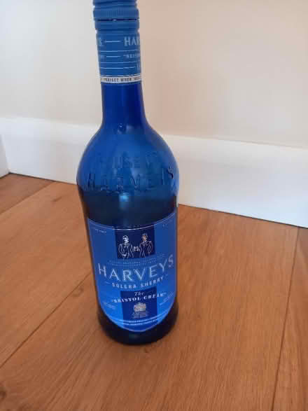 Photo of free Empty decorative blue glass bottle (Odd Down) #1