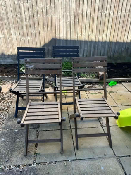 Photo of free 4 wooden garden chairs, folding (St Albans AL4) #1