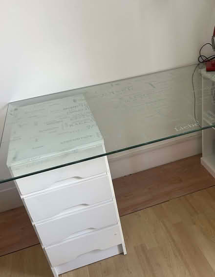 Photo of free Ikea glass desktop and 1 supporting pedestal drawer set (Fiveways BN1) #1