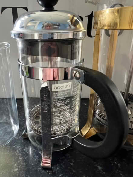 Photo of free Two cafetières, tweed cosy for large cafetiere & spare glass (Clarkston G76) #3