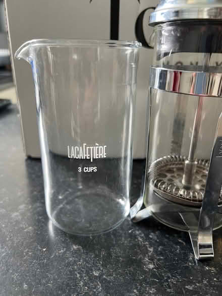 Photo of free Two cafetières, tweed cosy for large cafetiere & spare glass (Clarkston G76) #2