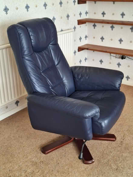 Photo of free Navy Leather Swivel Armchair (Helton CA10) #1