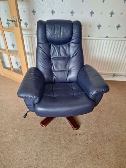 Photo of free Navy Leather Swivel Armchair (Helton CA10) #2