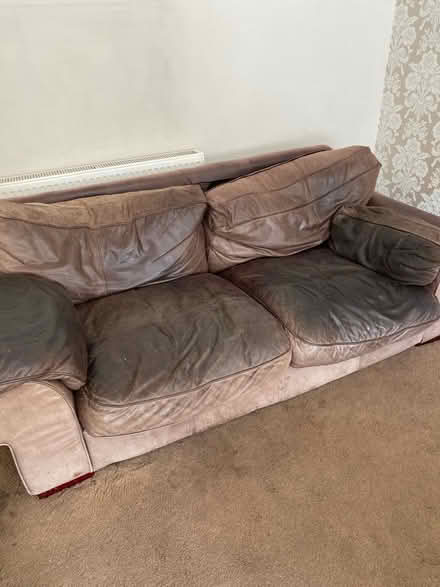 Photo of free Brown Leather Sofa (Ulverley Green B91) #1