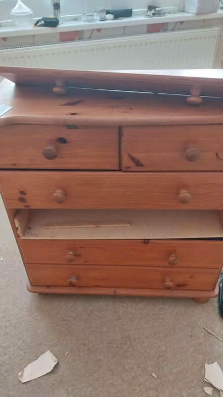 Photo of free Pine chest of drawers needs 1 drawer gluing back (Fairfield Park) #1