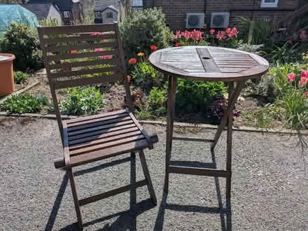 Photo of free Wooden garden table and one chair (Stannington S6) #1