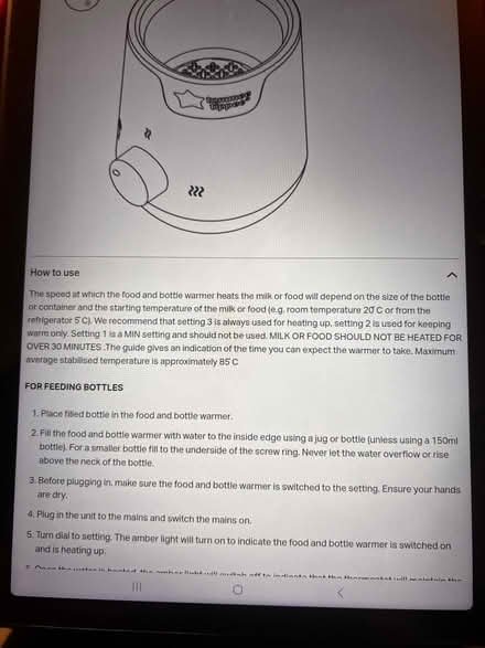 Photo of free Tommee tippee bottle warmer (Goldington MK41) #2