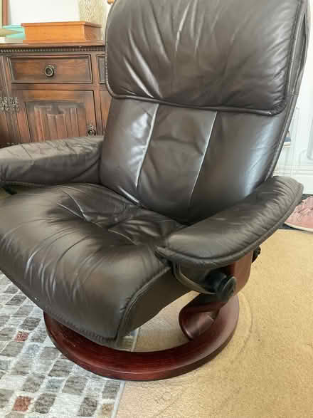 Photo of free Leather recliner n footstool (Hove BN3) #2