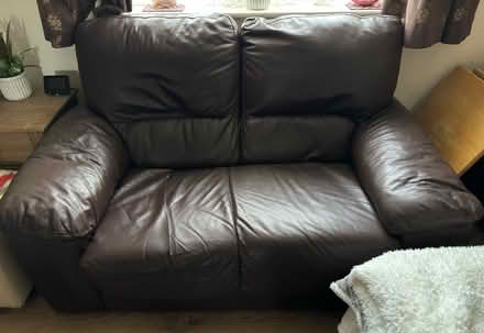 Photo of free 2 brown faux leather sofas (Woodmancote GL7) #2