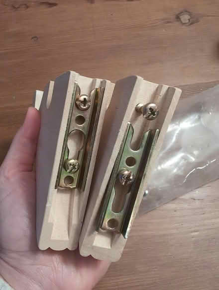 Photo of free Wood pole bracket pair (Manor woods) #2