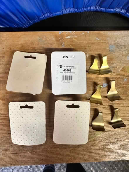Photo of free 4 x double packs & 6 loose of picture hooks - brass (Colchester CO4) #2