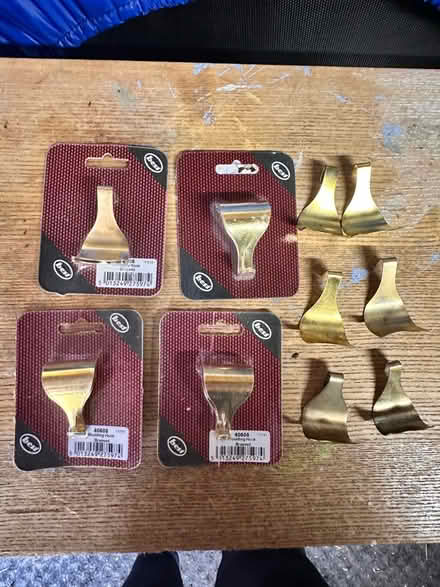 Photo of free 4 x double packs & 6 loose of picture hooks - brass (Colchester CO4) #1