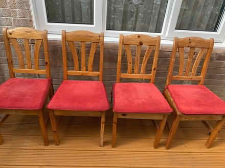 Photo of free 4 Pine Kitchen Chairs and cushions (old harlow CM17) #1
