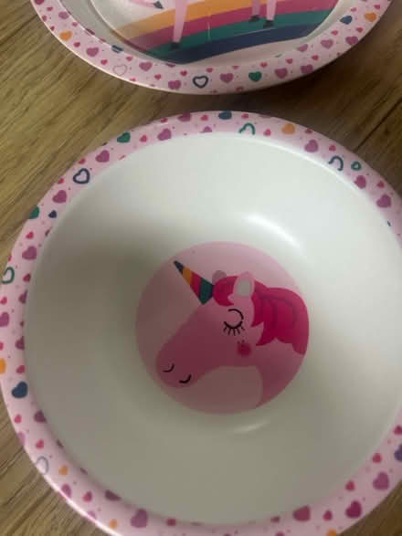 Photo of free unicorn plate, bowl and cup set (Bisley Woking GU24) #3