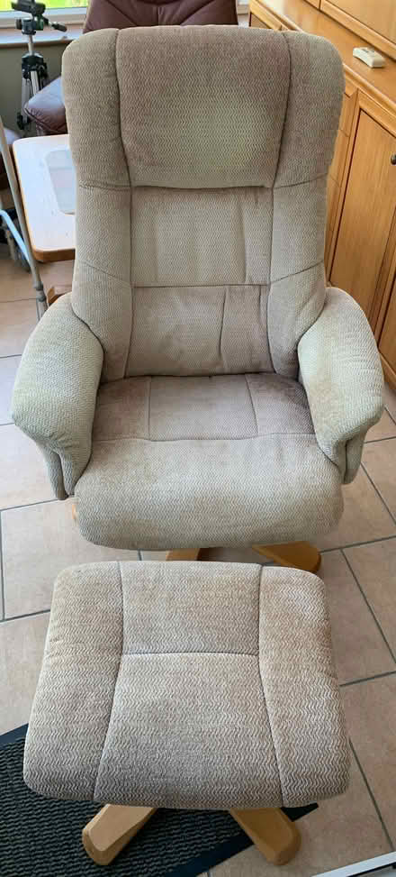 Photo of free Beige Armchair with Matching Footstool (Hillmorton CV21) #1