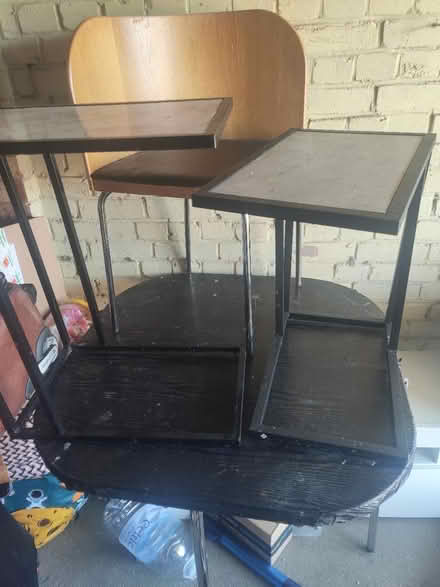 Photo of free 1 wooden table, 1 chair & 2 stools (Eastbourne) #1