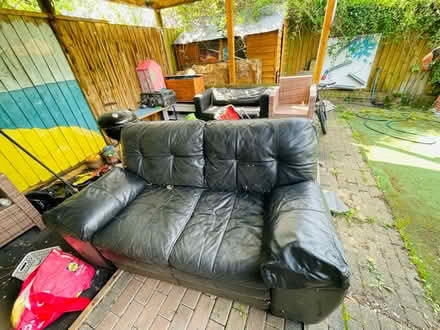 Photo of free Black leather sofa (Se279) #1